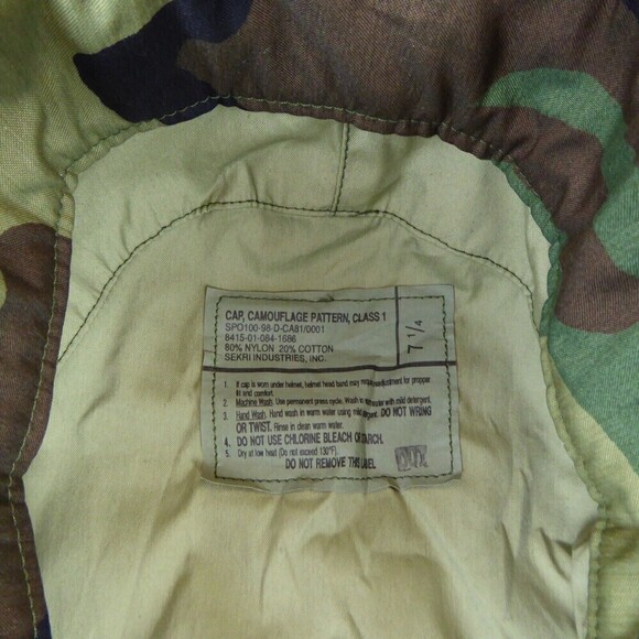 Army Military Woodland Camo Cold Winter Ear Flap Hat Cap Size 7 1/4” - Picture 7 of 7